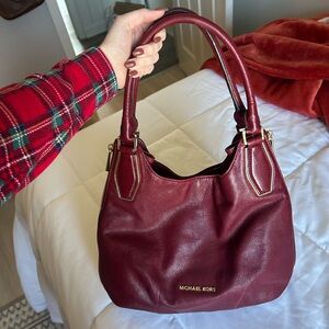Michael Kors Deep Red Wine Vanessa Shoulder Tote Bag